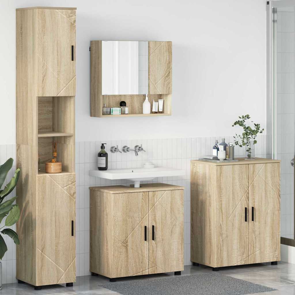 vidaXL Zestaw mebli łazienkowych Montowane na ścianie 4 pcs Dąb Sonoma