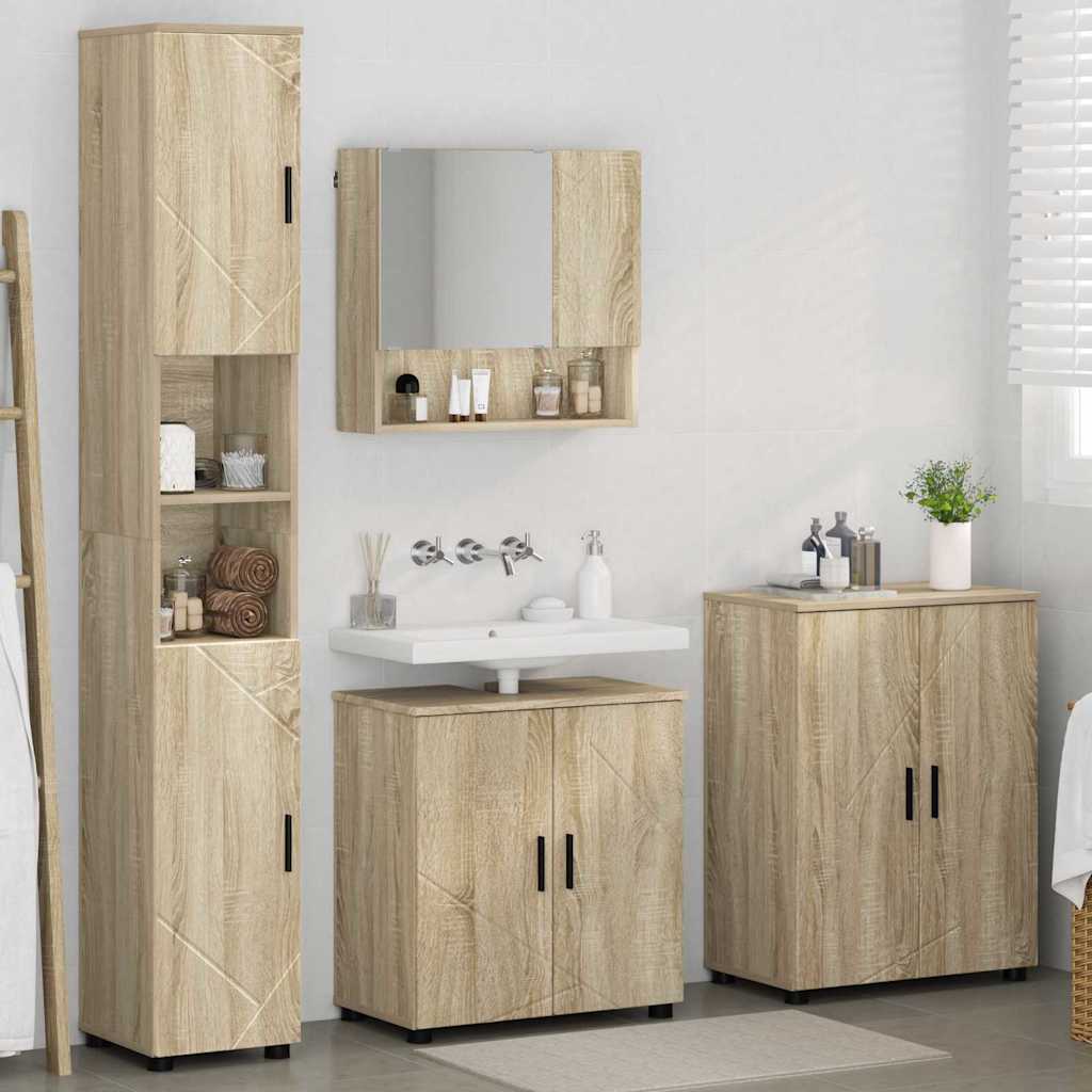 vidaXL Zestaw mebli łazienkowych Montowane na ścianie 4 pcs Dąb Sonoma