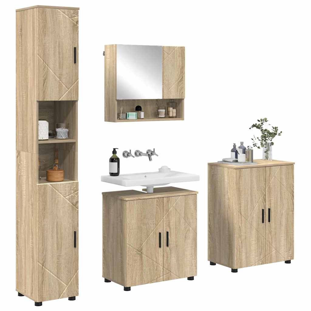 vidaXL Zestaw mebli łazienkowych Montowane na ścianie 4 pcs Dąb Sonoma