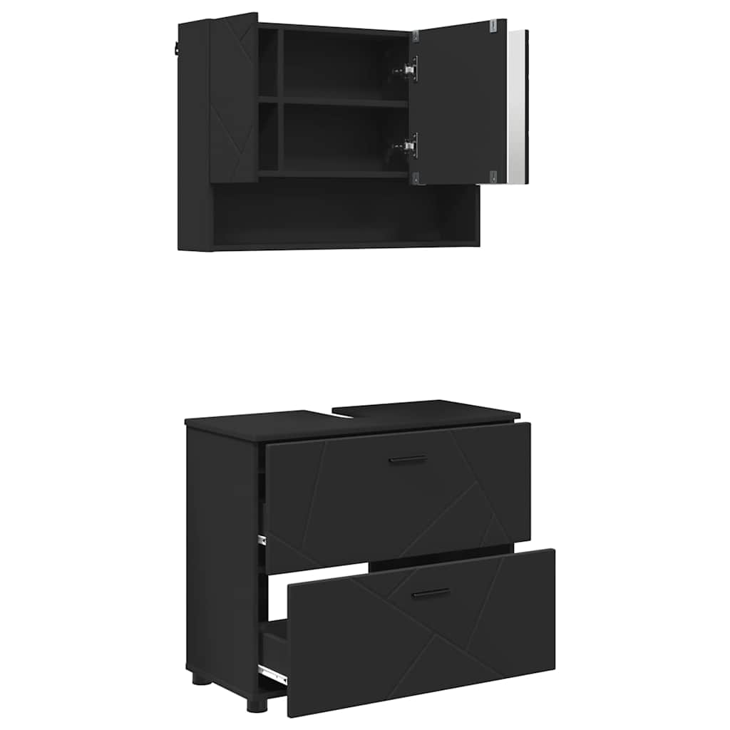 vidaXL Zestaw mebli łazienkowych z szufladą z półką 2 pcs Czarny