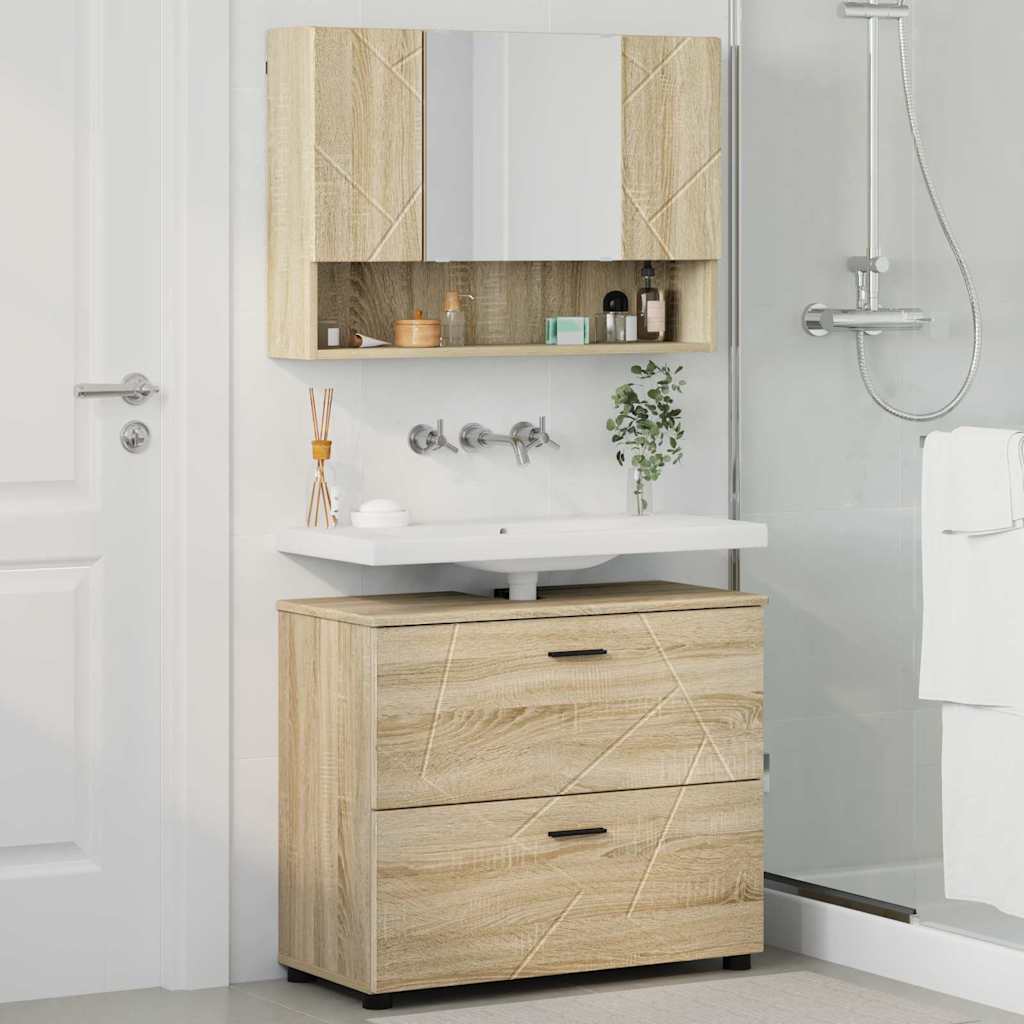 vidaXL Zestaw mebli łazienkowych z szufladą z półką 2 pcs Dąb Sonoma