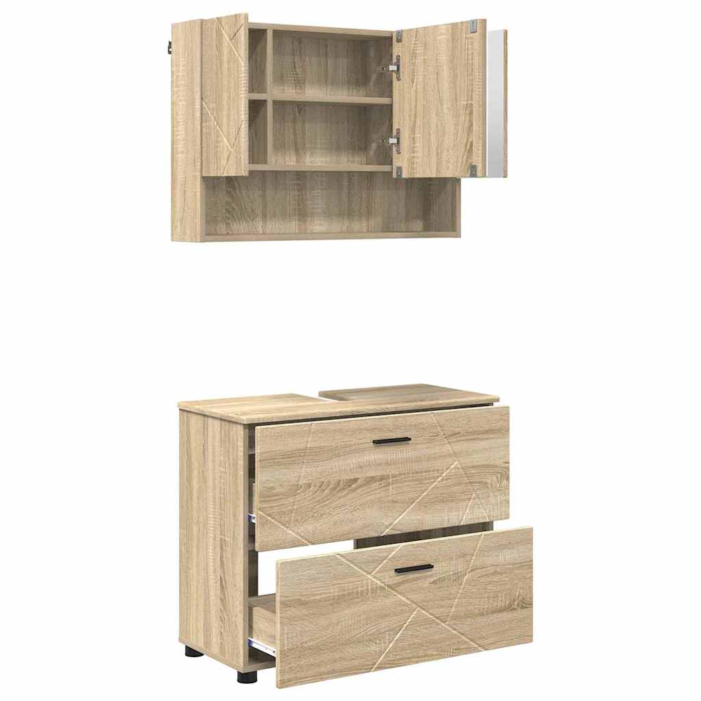 vidaXL Zestaw mebli łazienkowych z szufladą z półką 2 pcs Dąb Sonoma