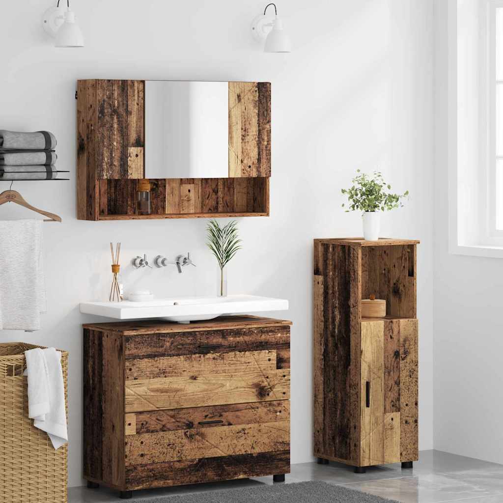 vidaXL Zestaw mebli łazienkowych z szufladą z półką 3 pcs Stare drewno