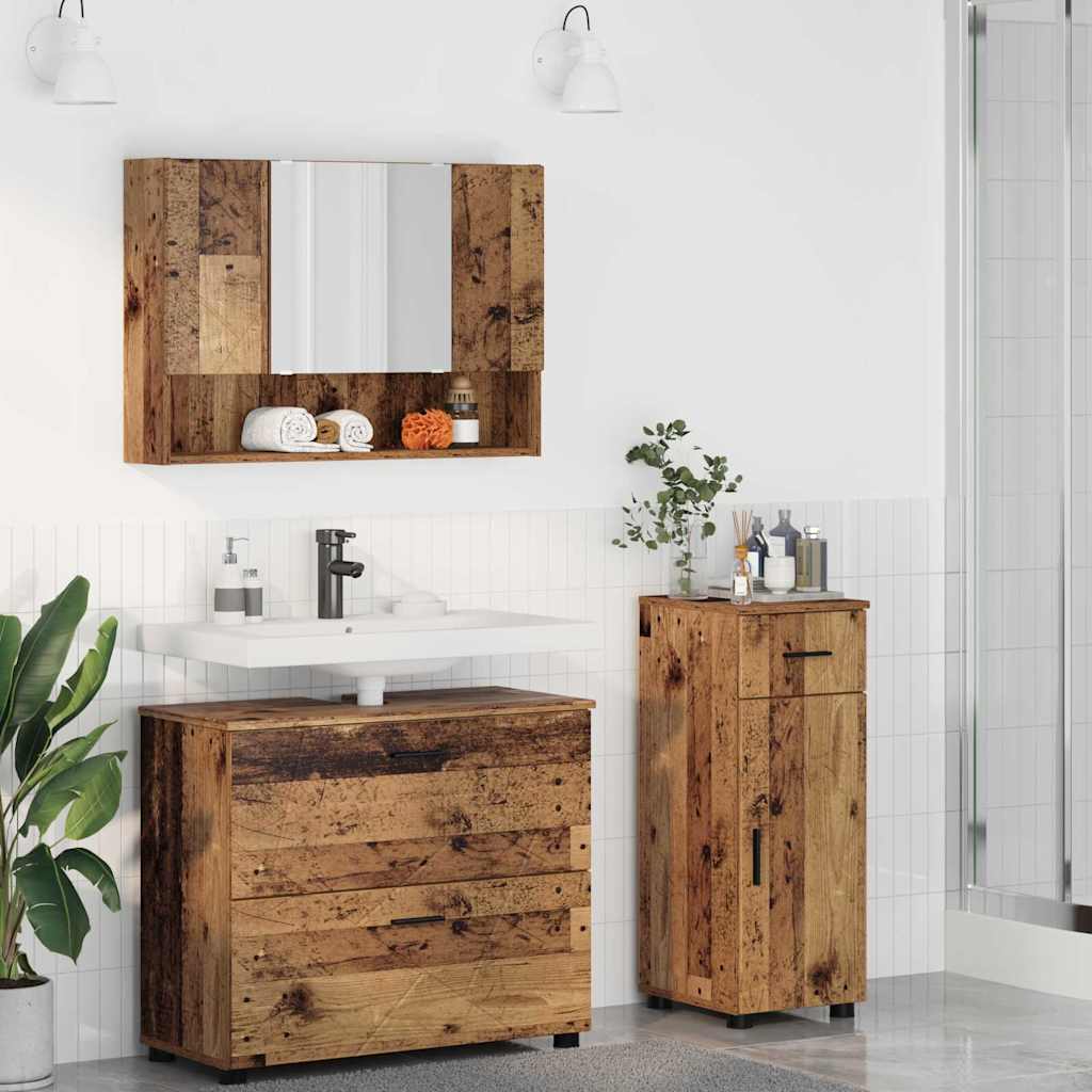 vidaXL Zestaw mebli łazienkowych z szufladą z półką 3 pcs Stare drewno
