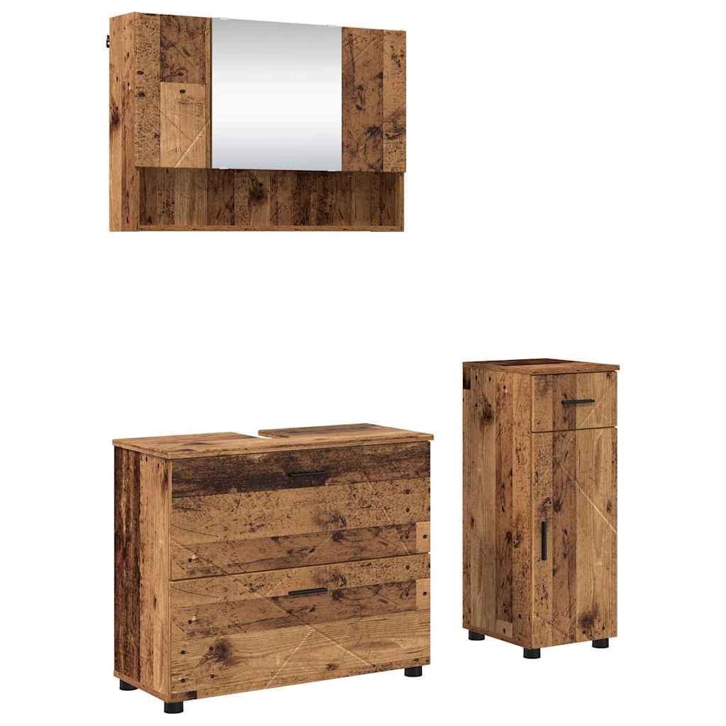 vidaXL Zestaw mebli łazienkowych z szufladą z półką 3 pcs Stare drewno