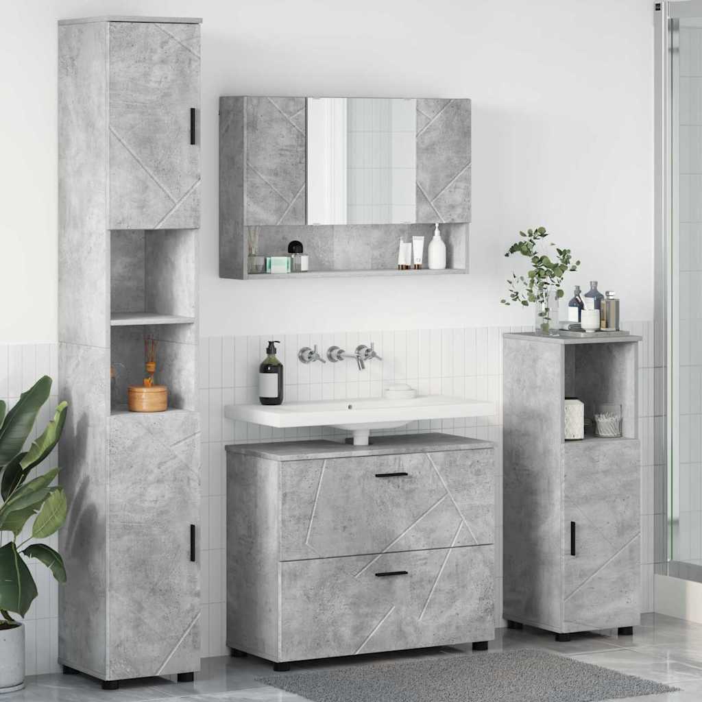 vidaXL Zestaw mebli łazienkowych z szufladą 4 pcs Betonowy szary