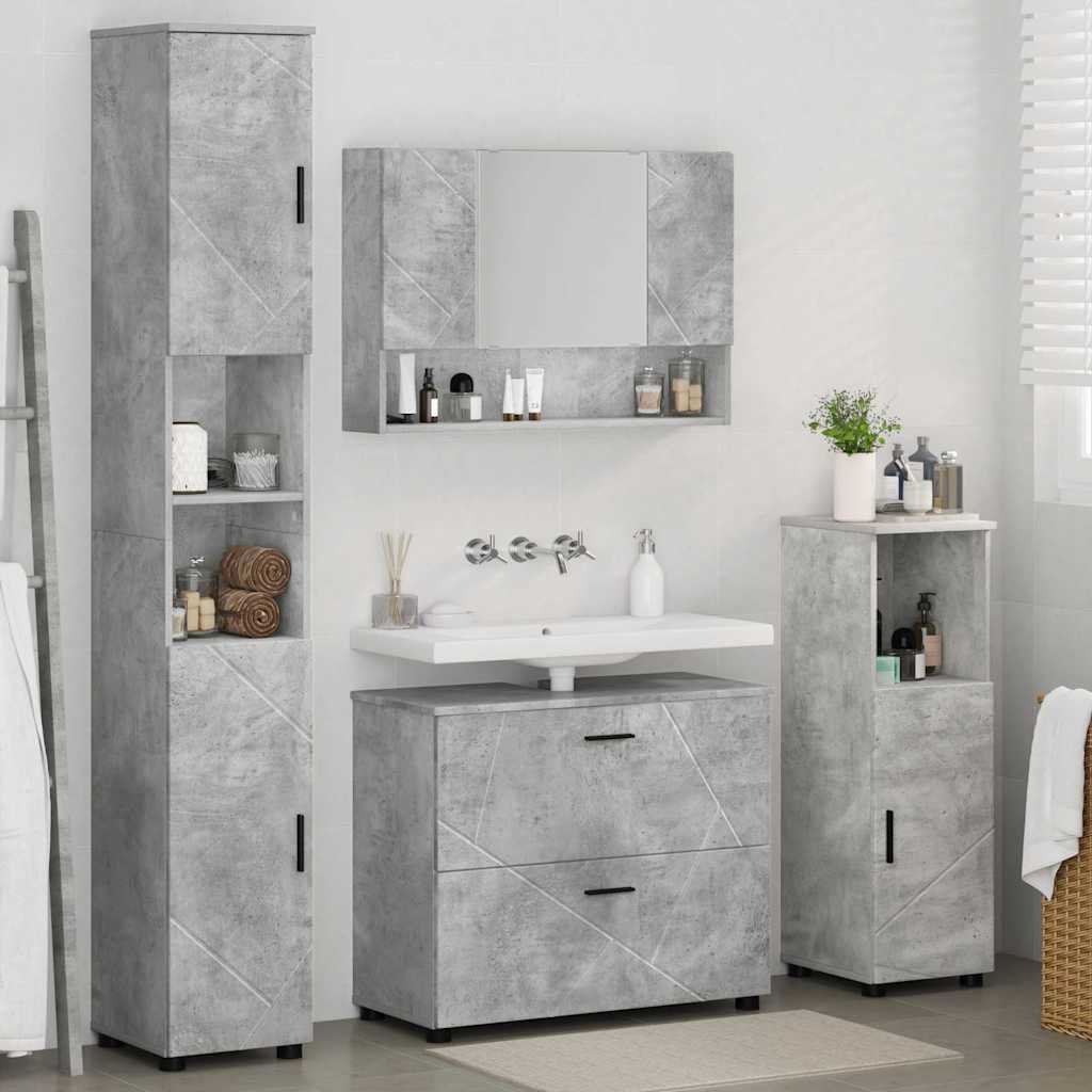 vidaXL Zestaw mebli łazienkowych z szufladą 4 pcs Betonowy szary