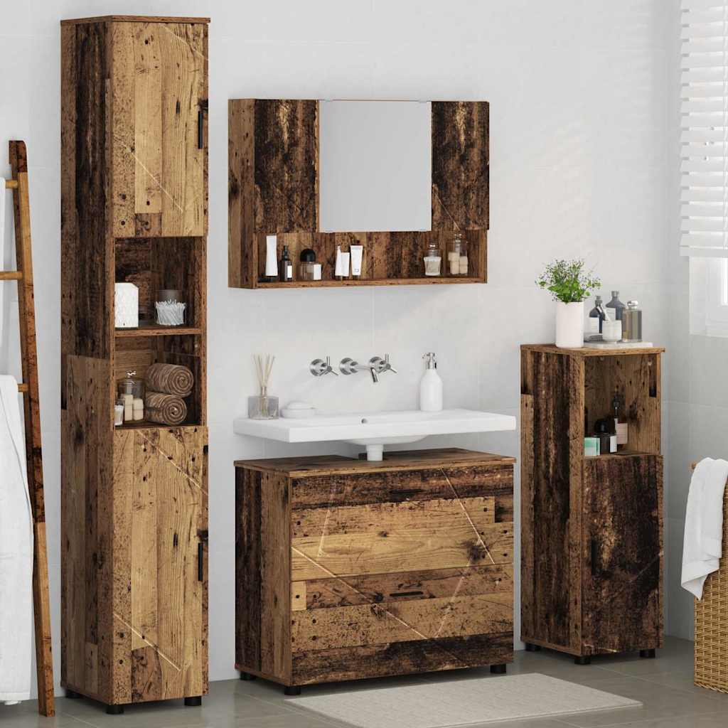 vidaXL Zestaw mebli łazienkowych z szufladą z półką 4 pcs Stare drewno