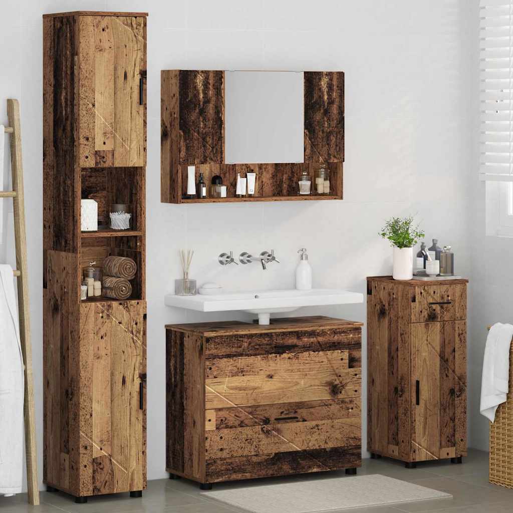 vidaXL Zestaw mebli łazienkowych z szufladą z półką 4 pcs Stare drewno