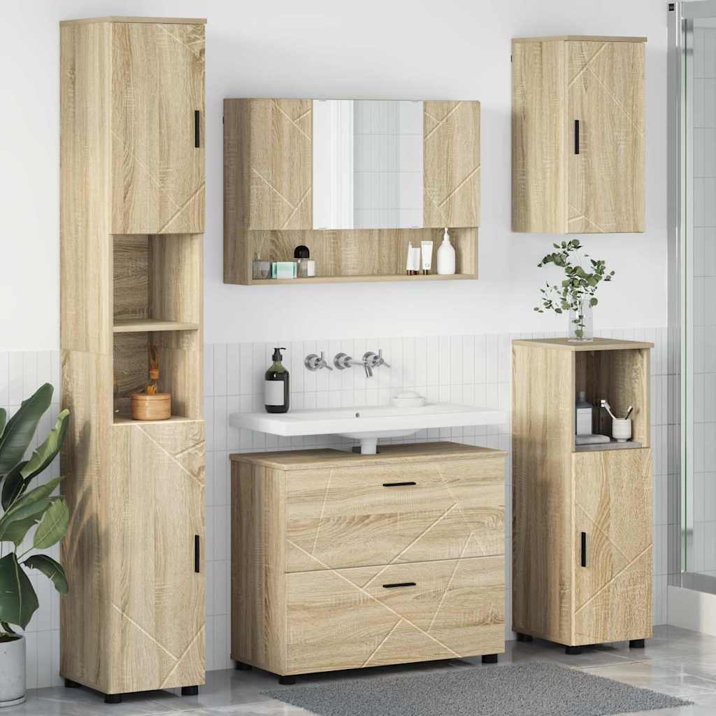 vidaXL Zestaw mebli łazienkowych z szufladą z półką 5 pcs Dąb Sonoma