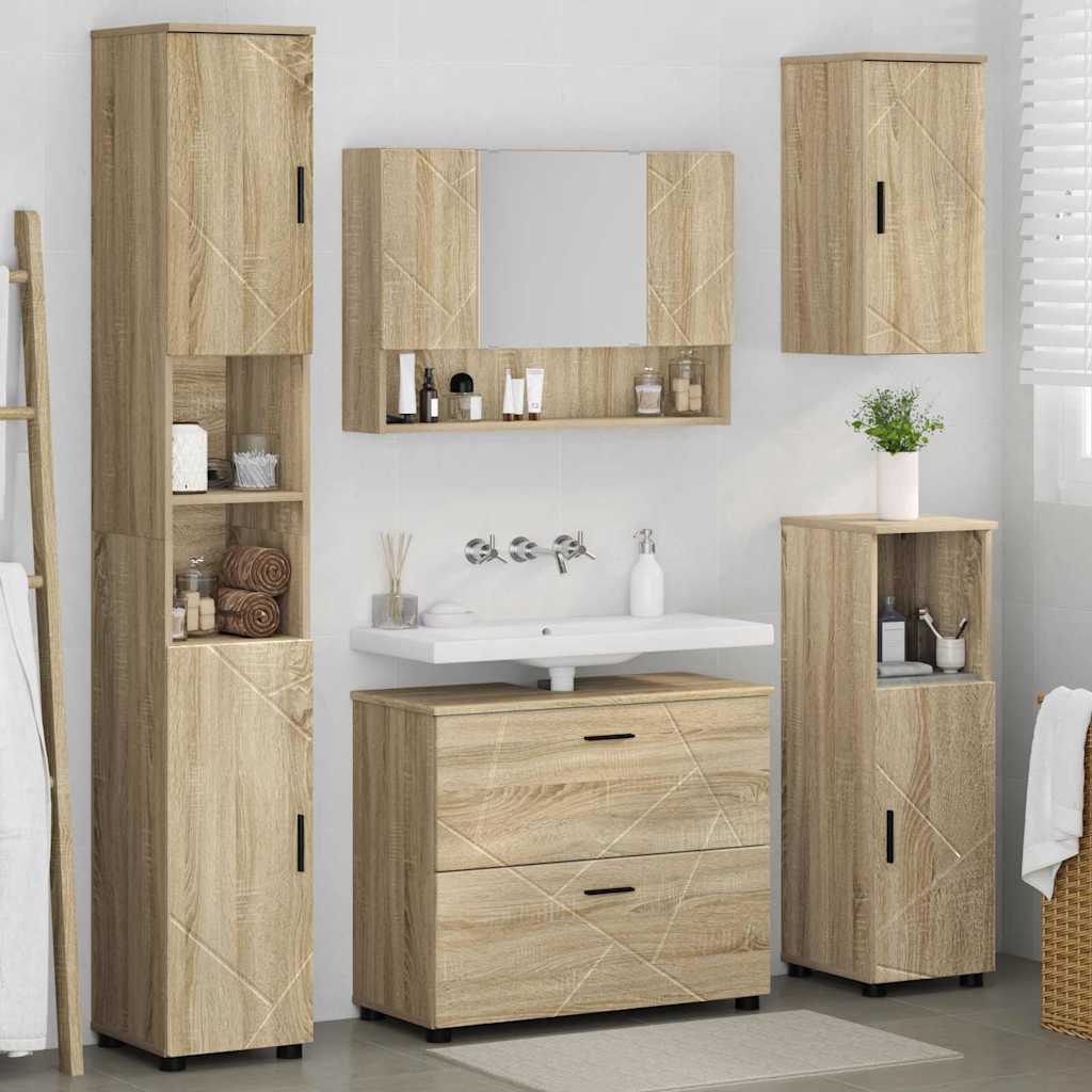 vidaXL Zestaw mebli łazienkowych z szufladą z półką 5 pcs Dąb Sonoma