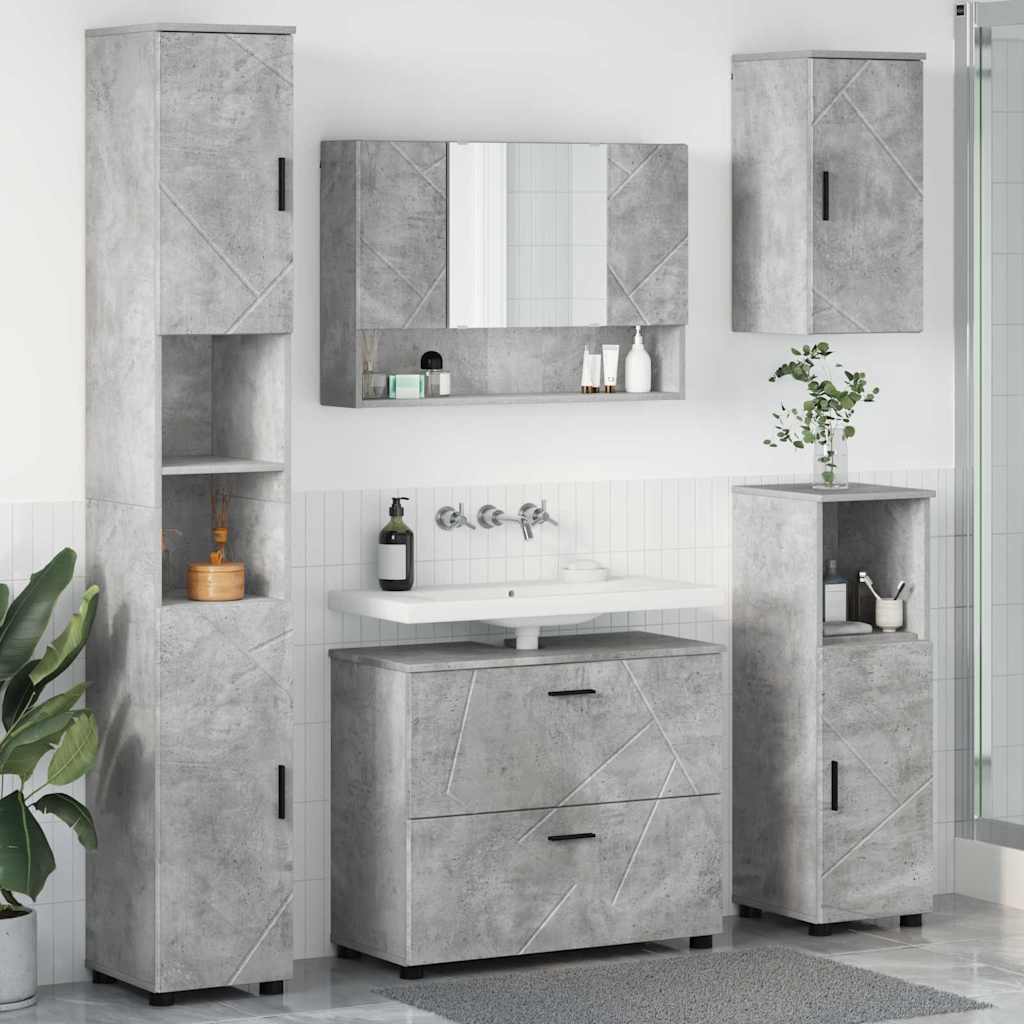 vidaXL Zestaw mebli łazienkowych z szufladą 5 pcs Betonowy szary