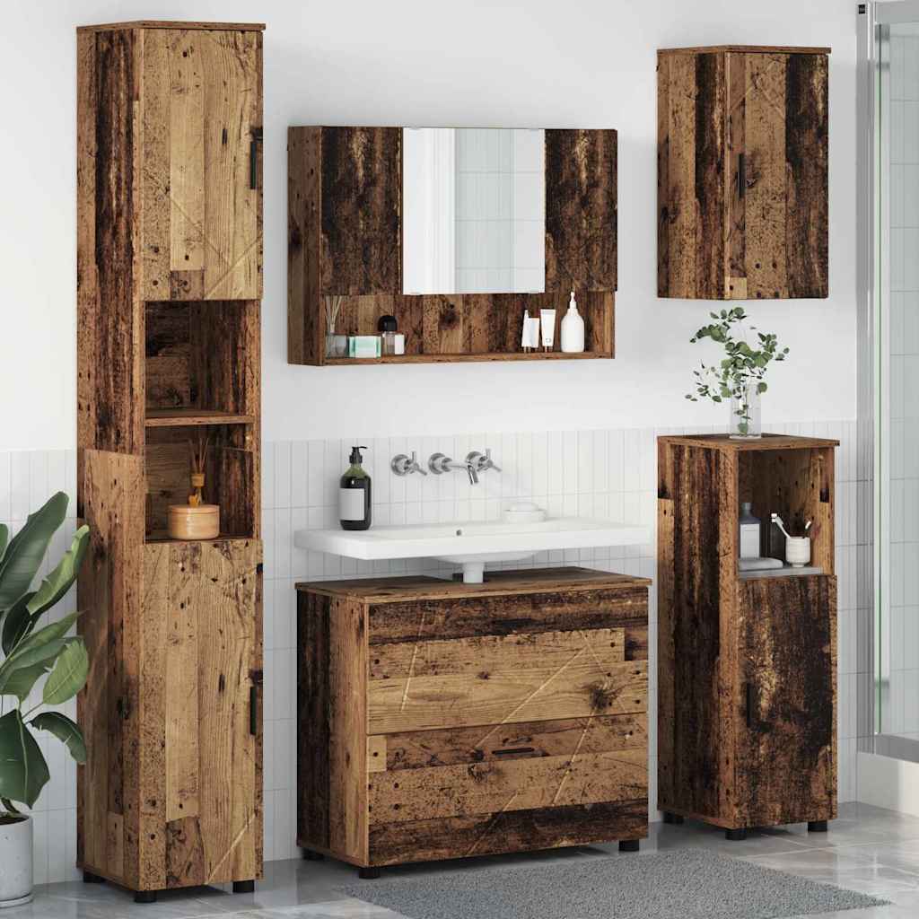vidaXL Zestaw mebli łazienkowych z szufladą z półką 5 pcs Stare drewno