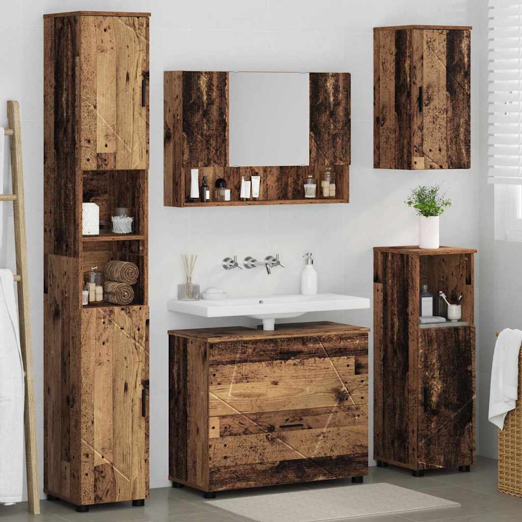 vidaXL Zestaw mebli łazienkowych z szufladą z półką 5 pcs Stare drewno