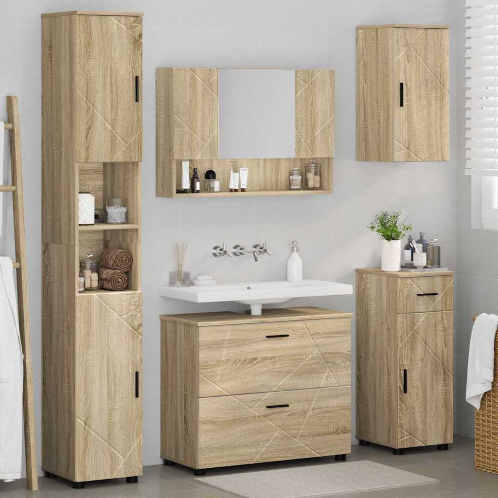 vidaXL Zestaw mebli łazienkowych z szufladą z półką 5 pcs Dąb Sonoma