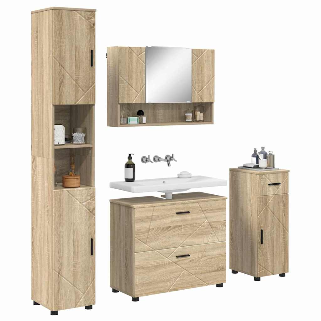 vidaXL Zestaw mebli łazienkowych z szufladą z półką 5 pcs Dąb Sonoma