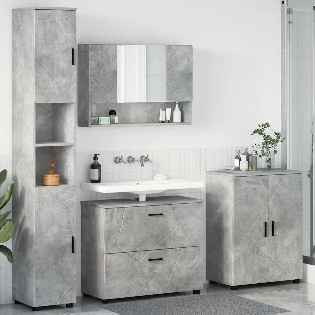 vidaXL Zestaw mebli łazienkowych z szufladą 4 pcs Betonowy szary