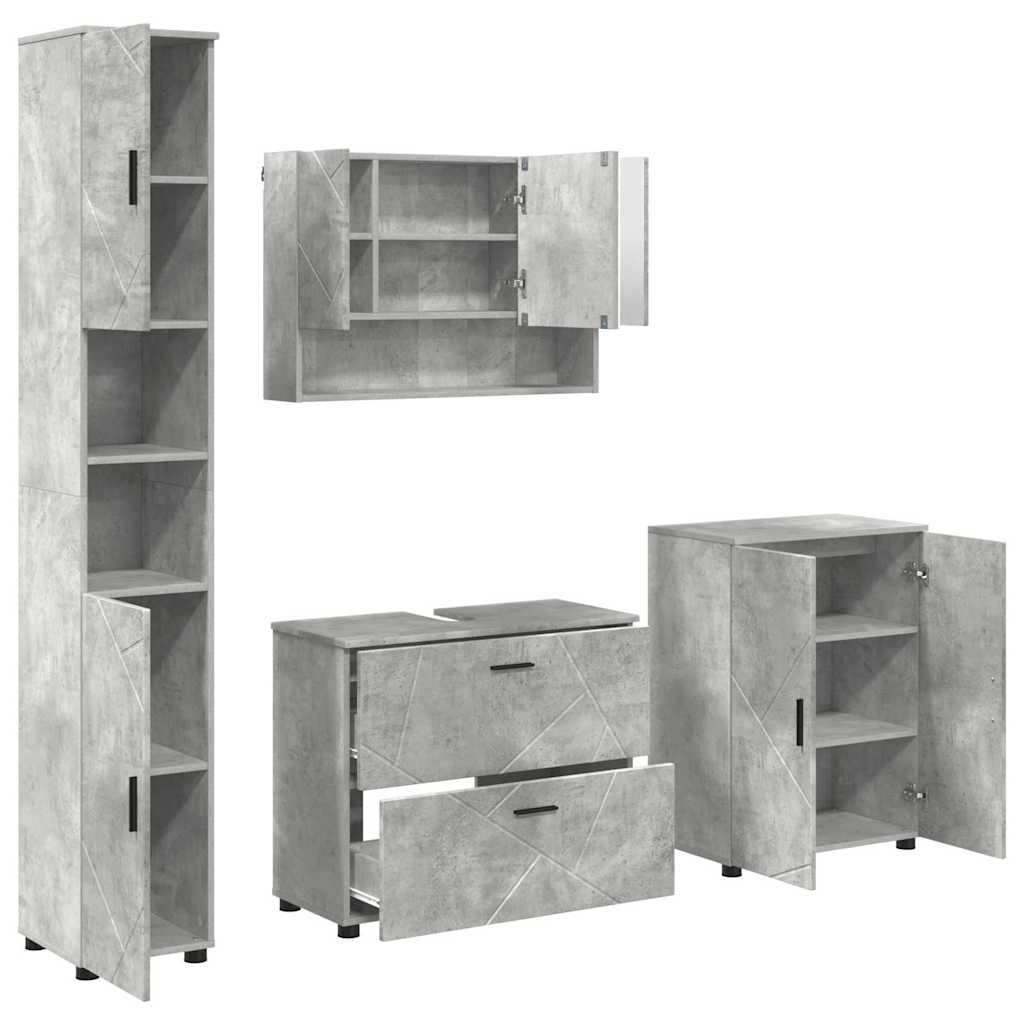 vidaXL Zestaw mebli łazienkowych z szufladą 4 pcs Betonowy szary