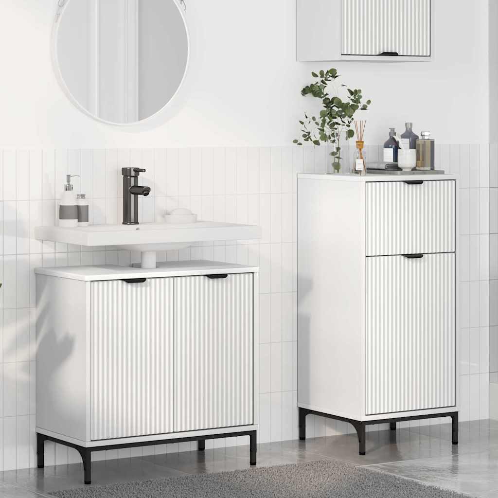 vidaXL Zestaw mebli łazienkowych z szufladą z półką 2 pcs Biały