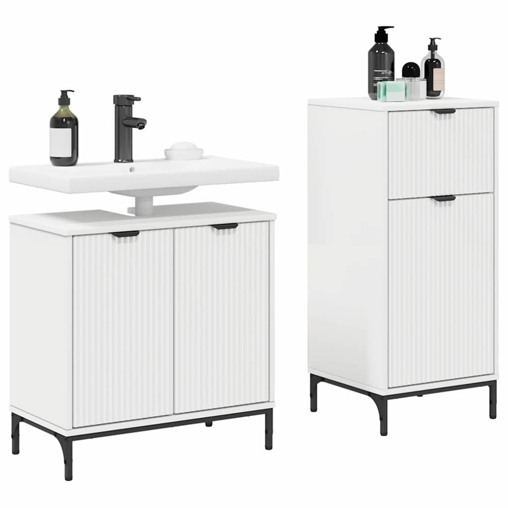 vidaXL Zestaw mebli łazienkowych z szufladą z półką 2 pcs Biały