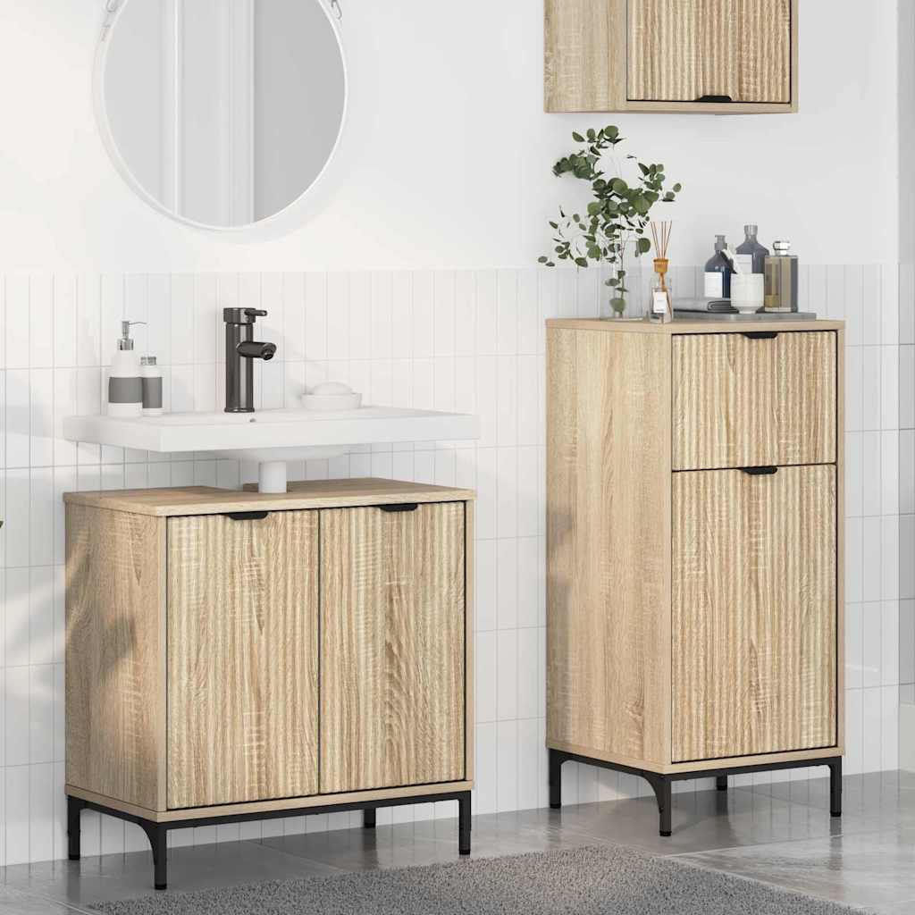 vidaXL Zestaw mebli łazienkowych z szufladą z półką 2 pcs Dąb Sonoma