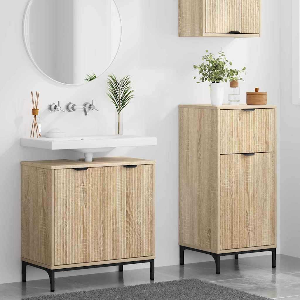 vidaXL Zestaw mebli łazienkowych z szufladą z półką 2 pcs Dąb Sonoma