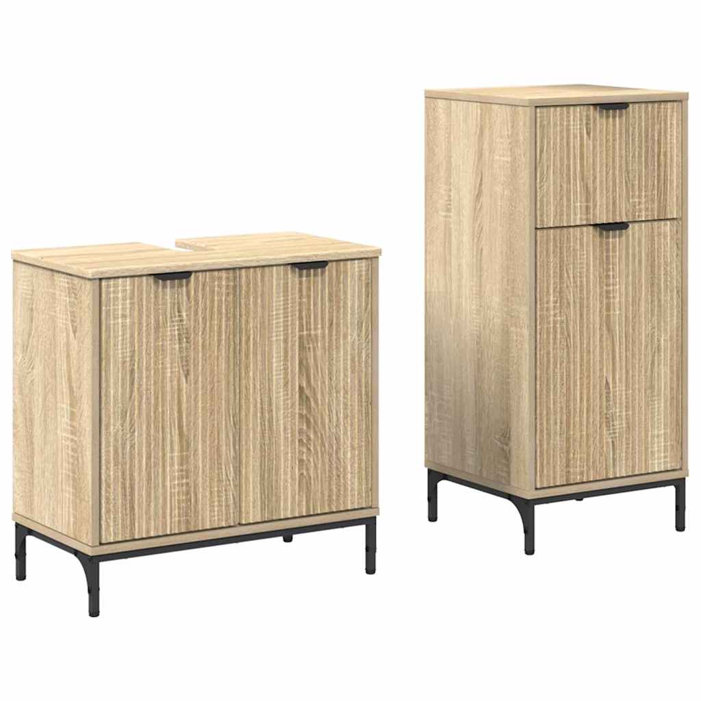 vidaXL Zestaw mebli łazienkowych z szufladą z półką 2 pcs Dąb Sonoma