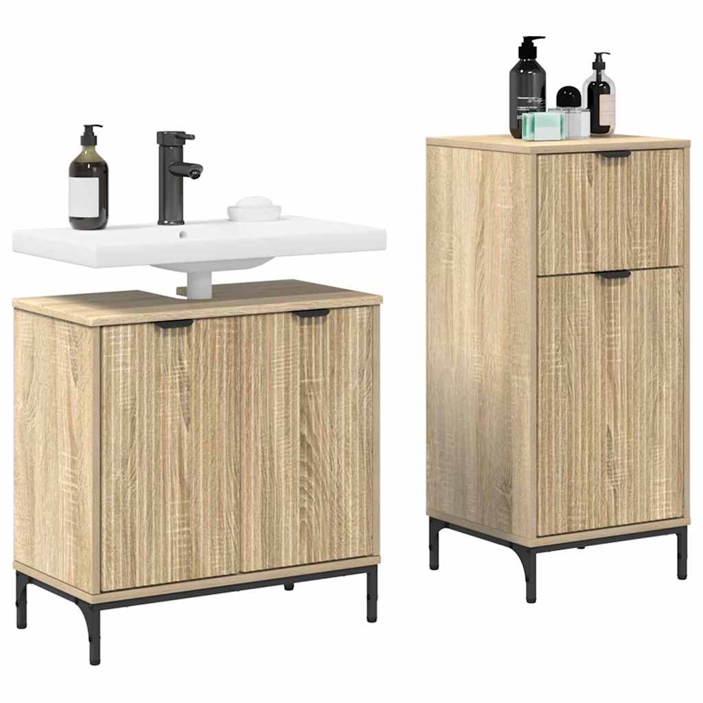vidaXL Zestaw mebli łazienkowych z szufladą z półką 2 pcs Dąb Sonoma