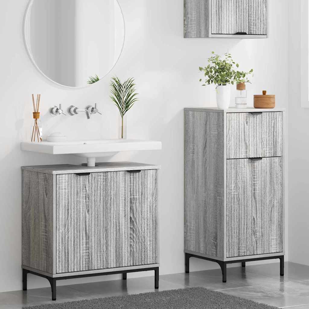 vidaXL Zestaw mebli łazienkowych z szufladą z półką 2 pcs Szary Sonoma