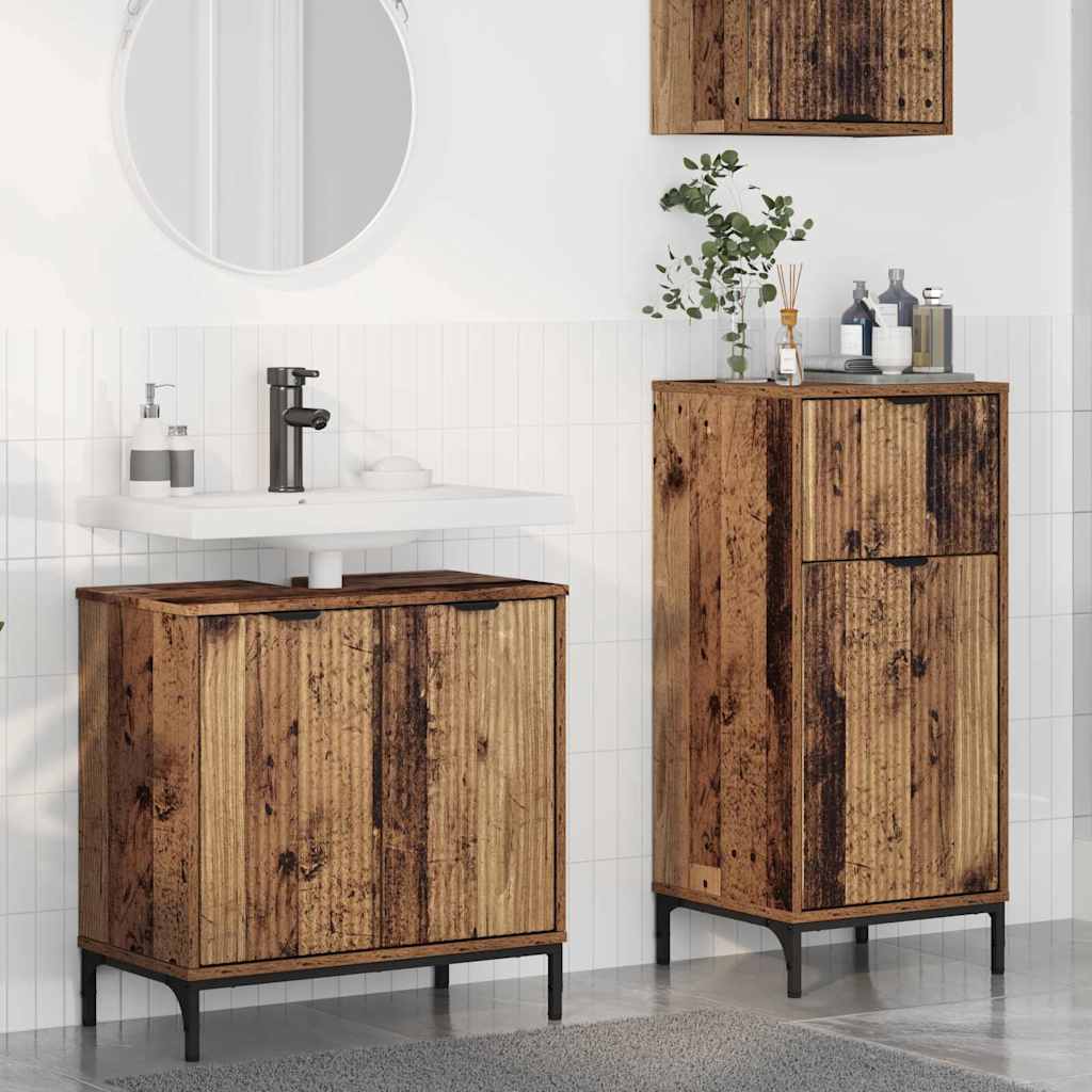 vidaXL Zestaw mebli łazienkowych z szufladą z półką 2 pcs Stare drewno