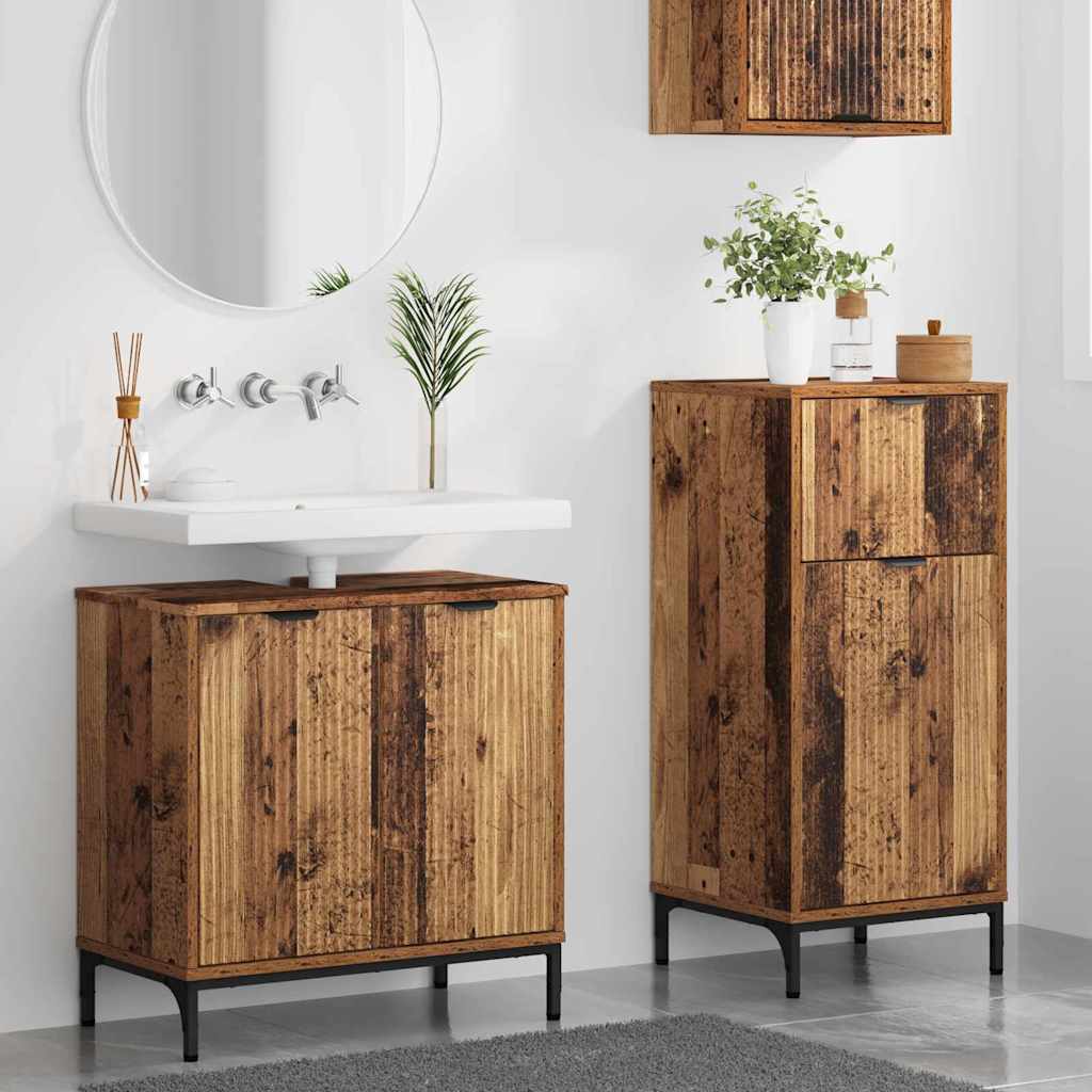 vidaXL Zestaw mebli łazienkowych z szufladą z półką 2 pcs Stare drewno