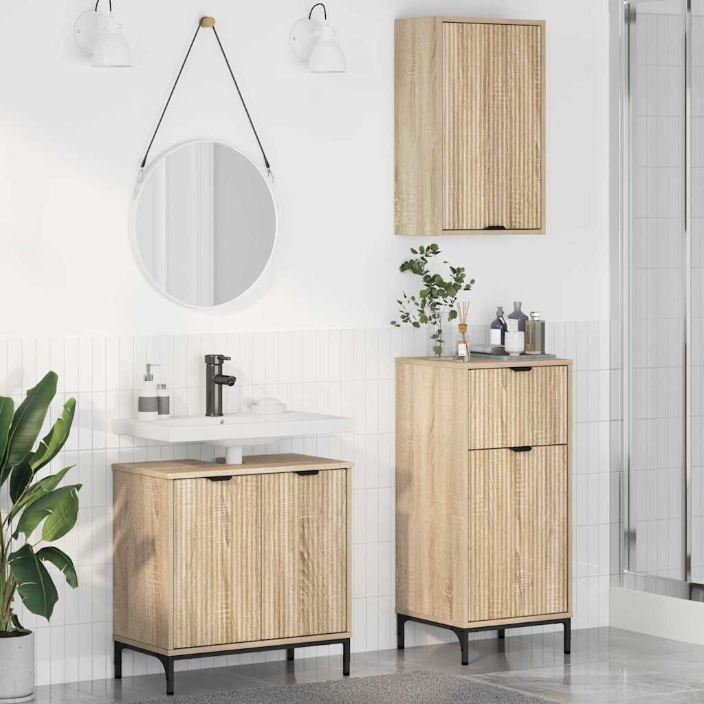 vidaXL Zestaw mebli łazienkowych z szufladą z półką 3 pcs dąb sonoma
