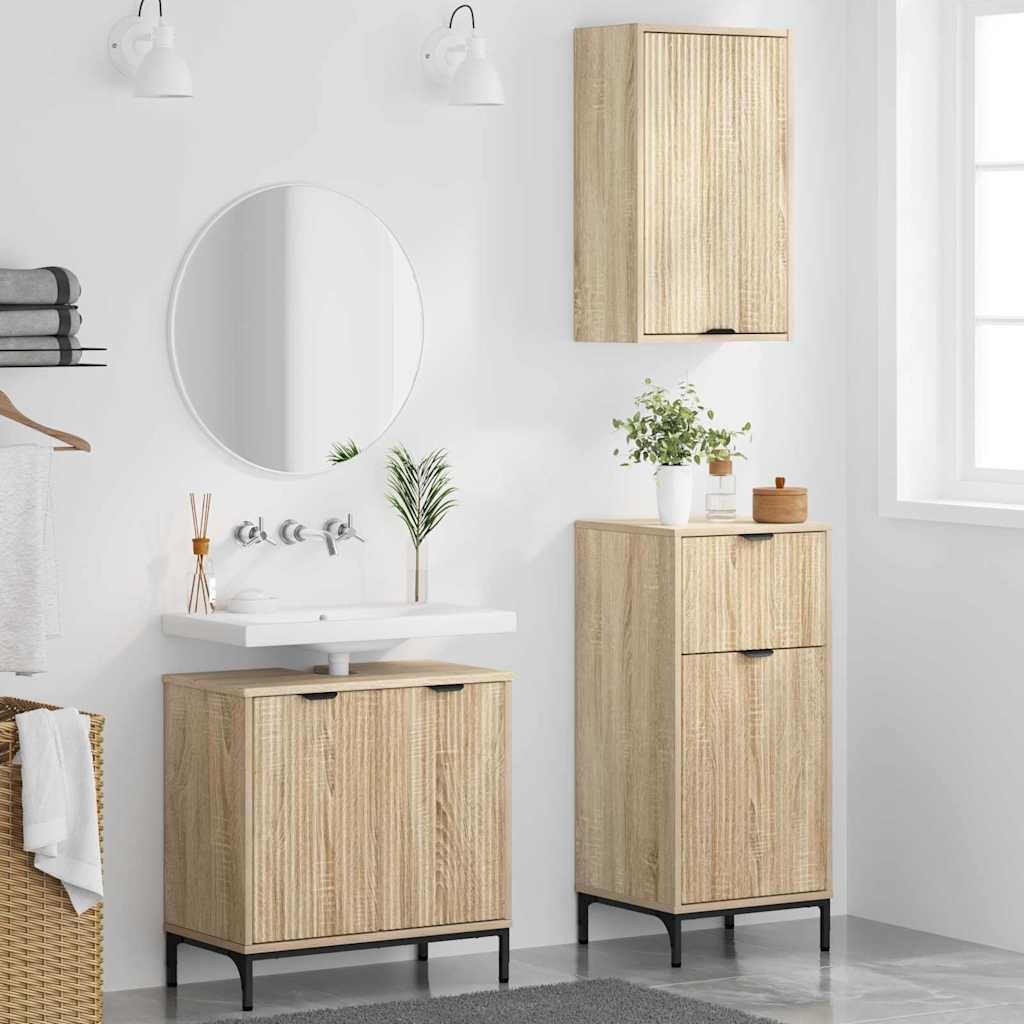 vidaXL Zestaw mebli łazienkowych z szufladą z półką 3 pcs dąb sonoma