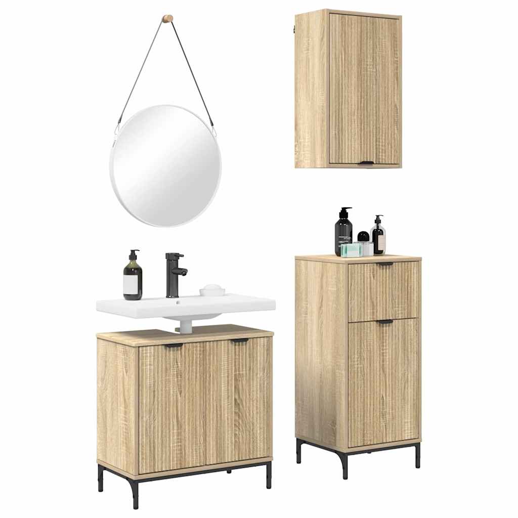 vidaXL Zestaw mebli łazienkowych z szufladą z półką 3 pcs dąb sonoma