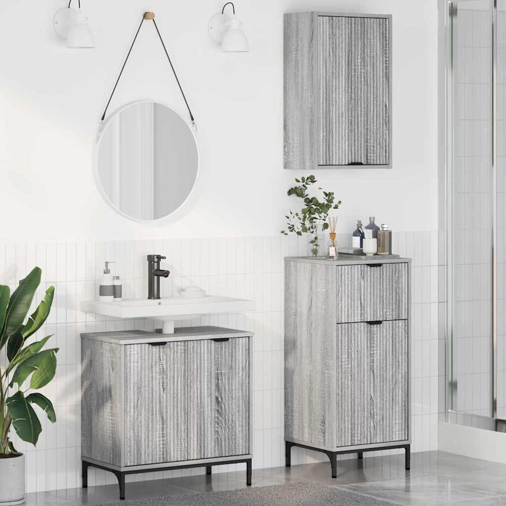 vidaXL Zestaw mebli łazienkowych z szufladą 3 pcs Szary dąb sonoma