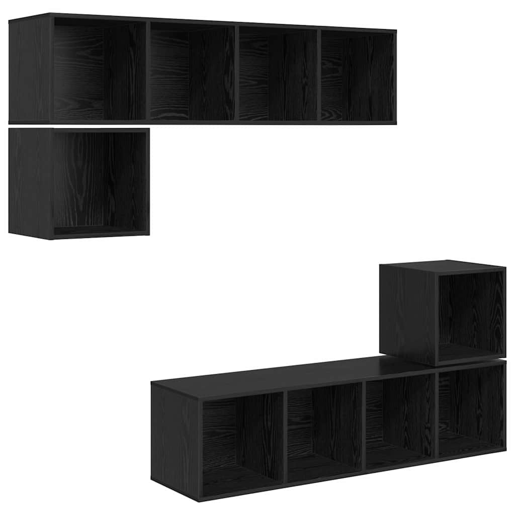 vidaXL Zestaw szafek RTV 4 pcs Czarny Dąb Materiał drewnopochodny
