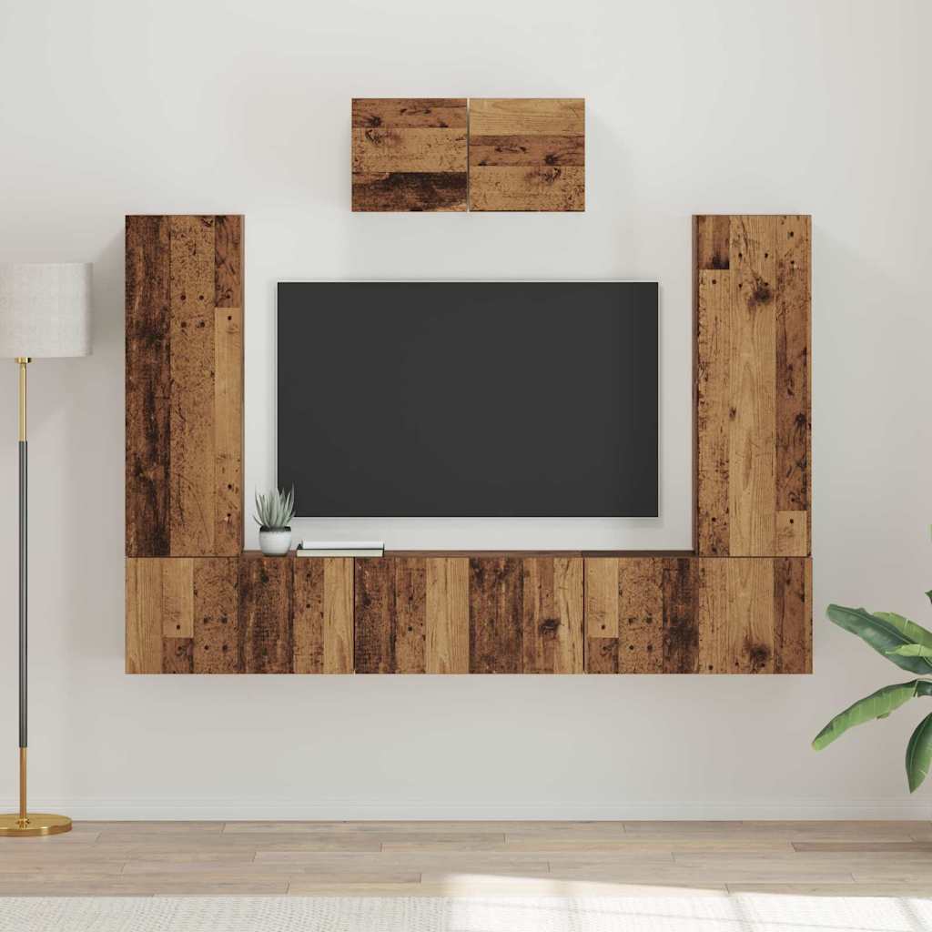 vidaXL Zestaw szafek RTV 7 pcs Stare drewno Materiał drewnopochodny