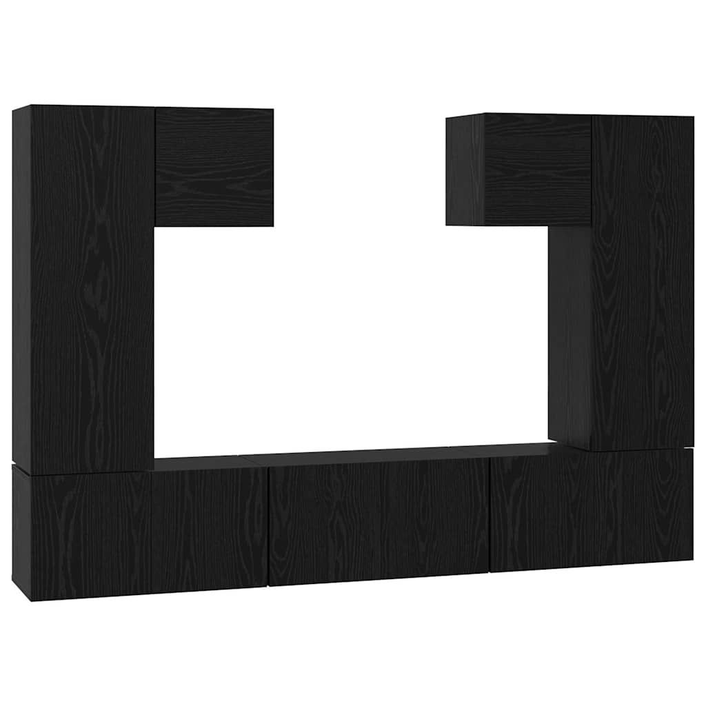 vidaXL Zestaw szafek RTV 7 pcs Czarny Dąb Materiał drewnopochodny