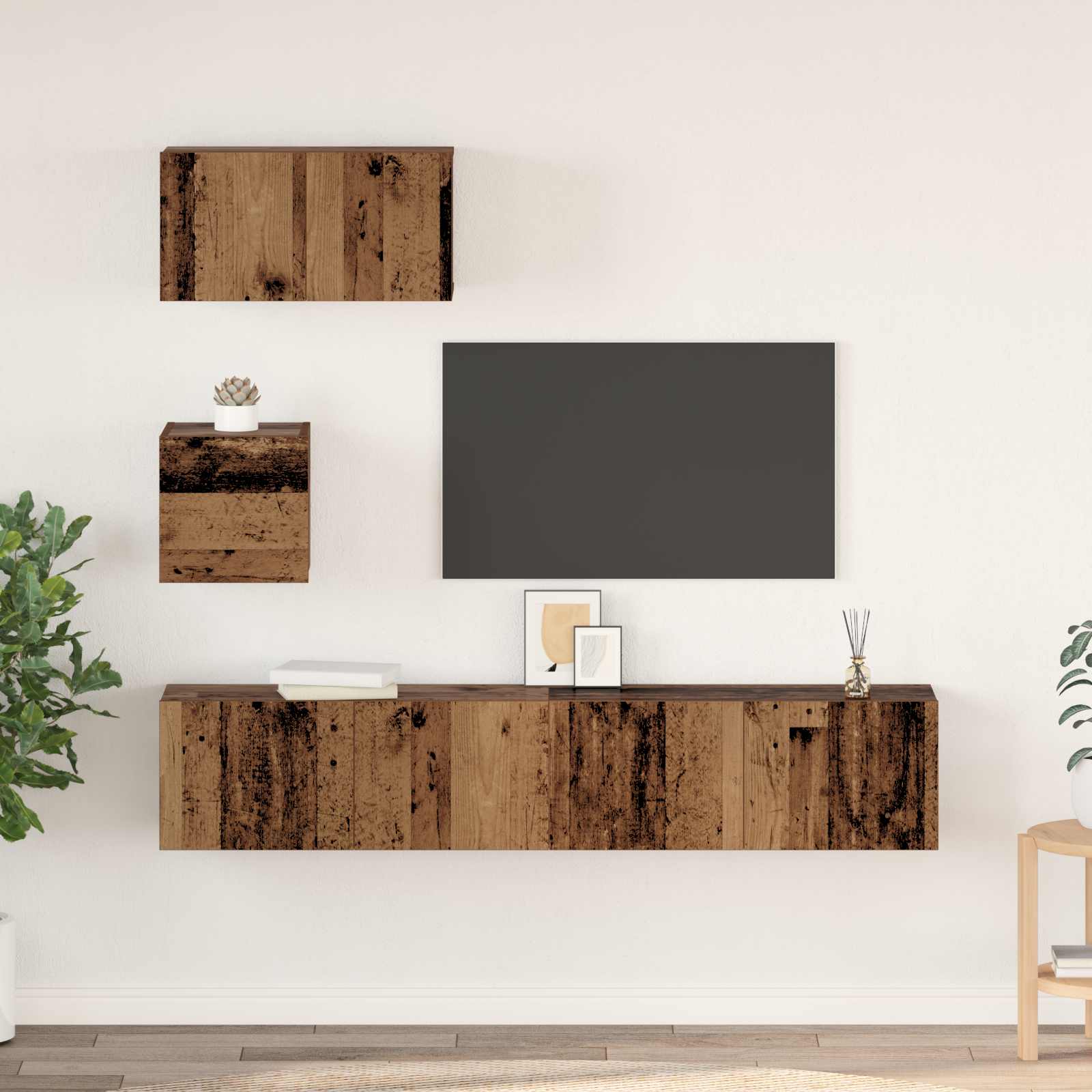 vidaXL Zestaw szafek RTV 3 pcs Stare drewno Materiał drewnopochodny