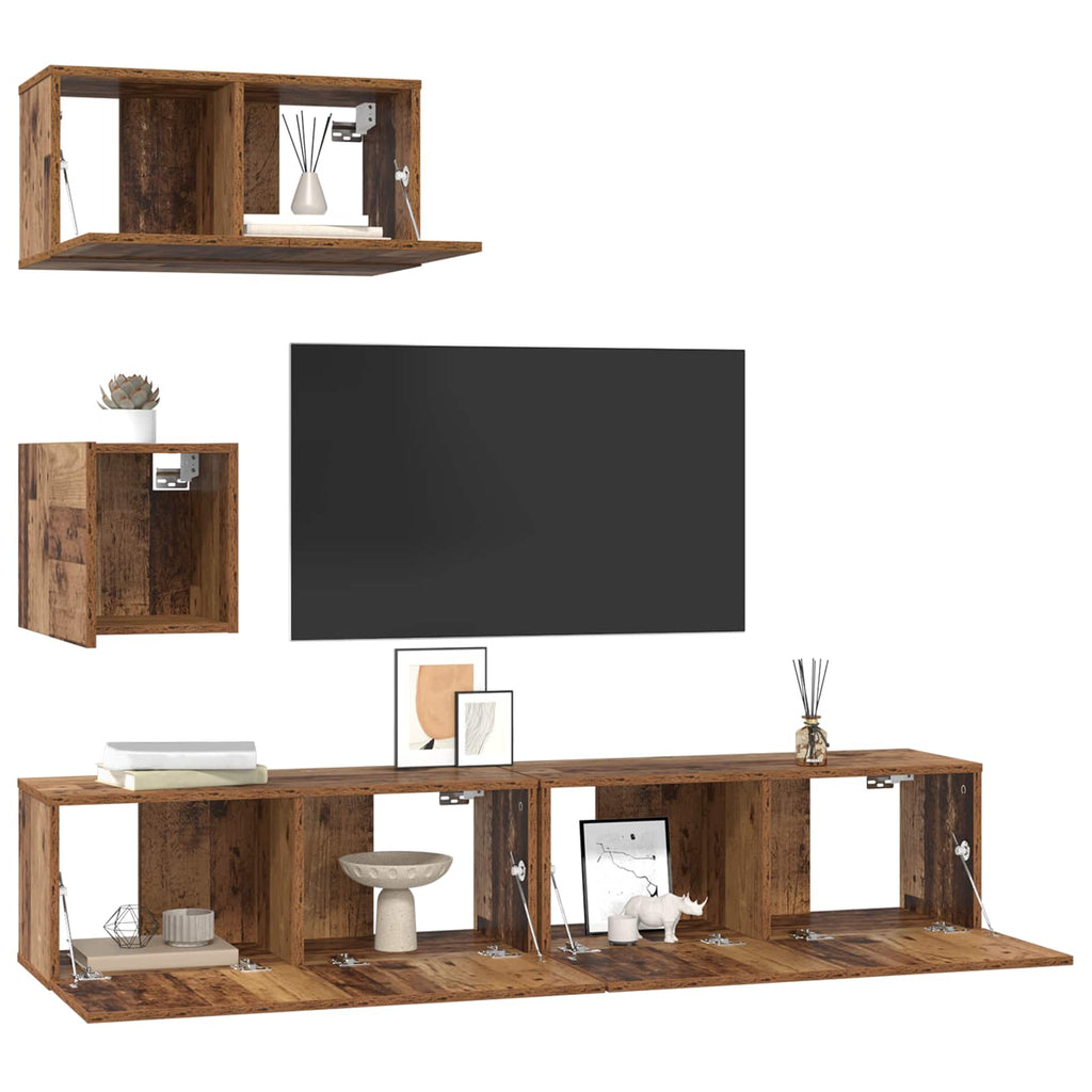 vidaXL Zestaw szafek RTV 3 pcs Stare drewno Materiał drewnopochodny