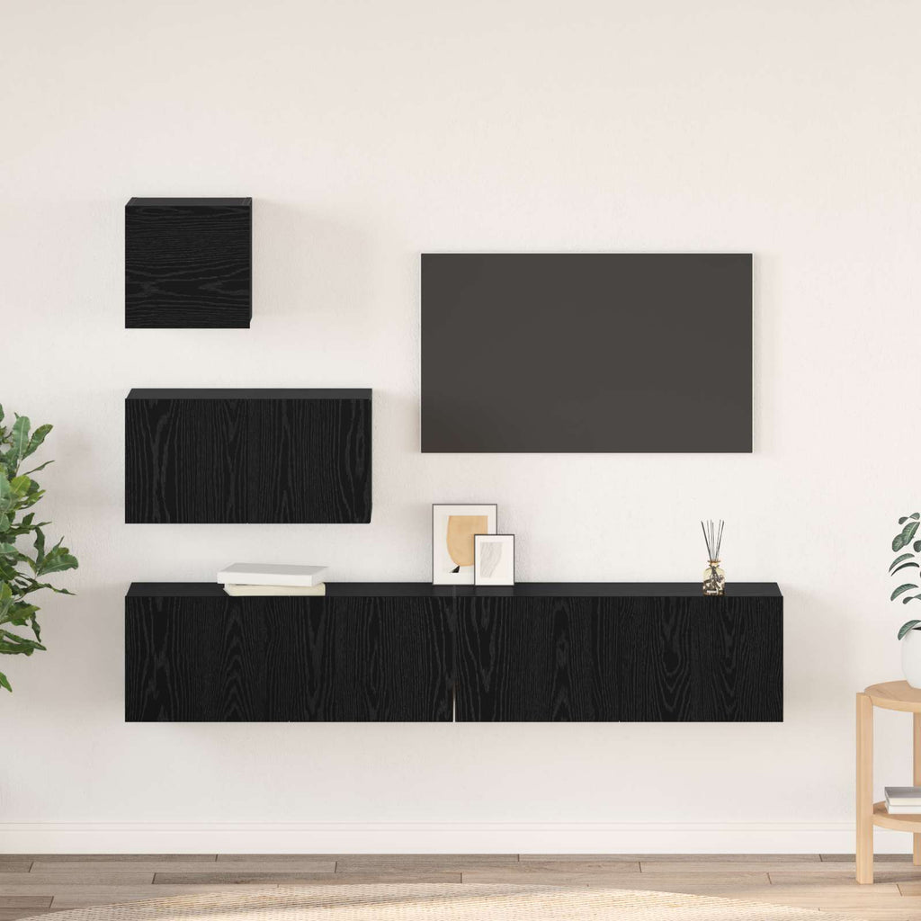 vidaXL Zestaw szafek RTV 3 pcs Czarny Dąb Materiał drewnopochodny