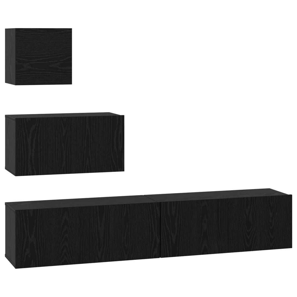 vidaXL Zestaw szafek RTV 3 pcs Czarny Dąb Materiał drewnopochodny