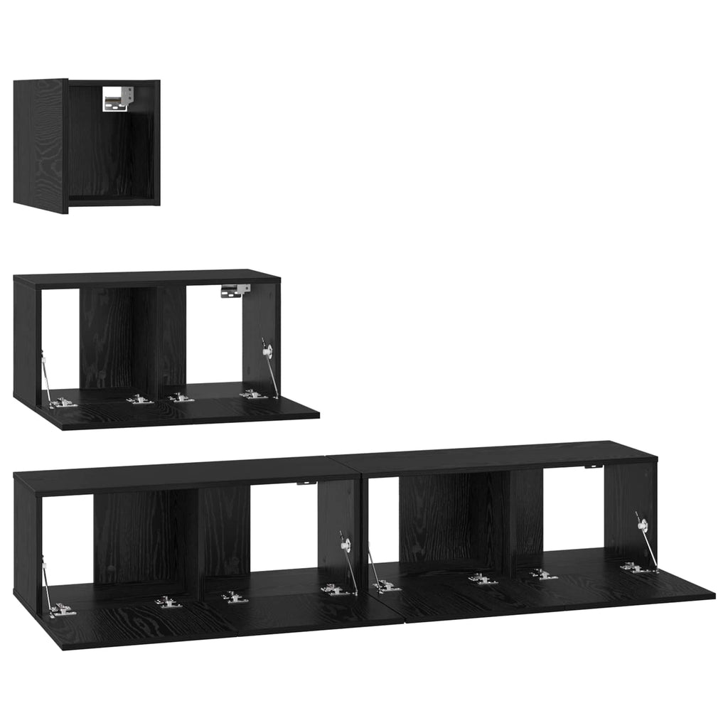 vidaXL Zestaw szafek RTV 3 pcs Czarny Dąb Materiał drewnopochodny