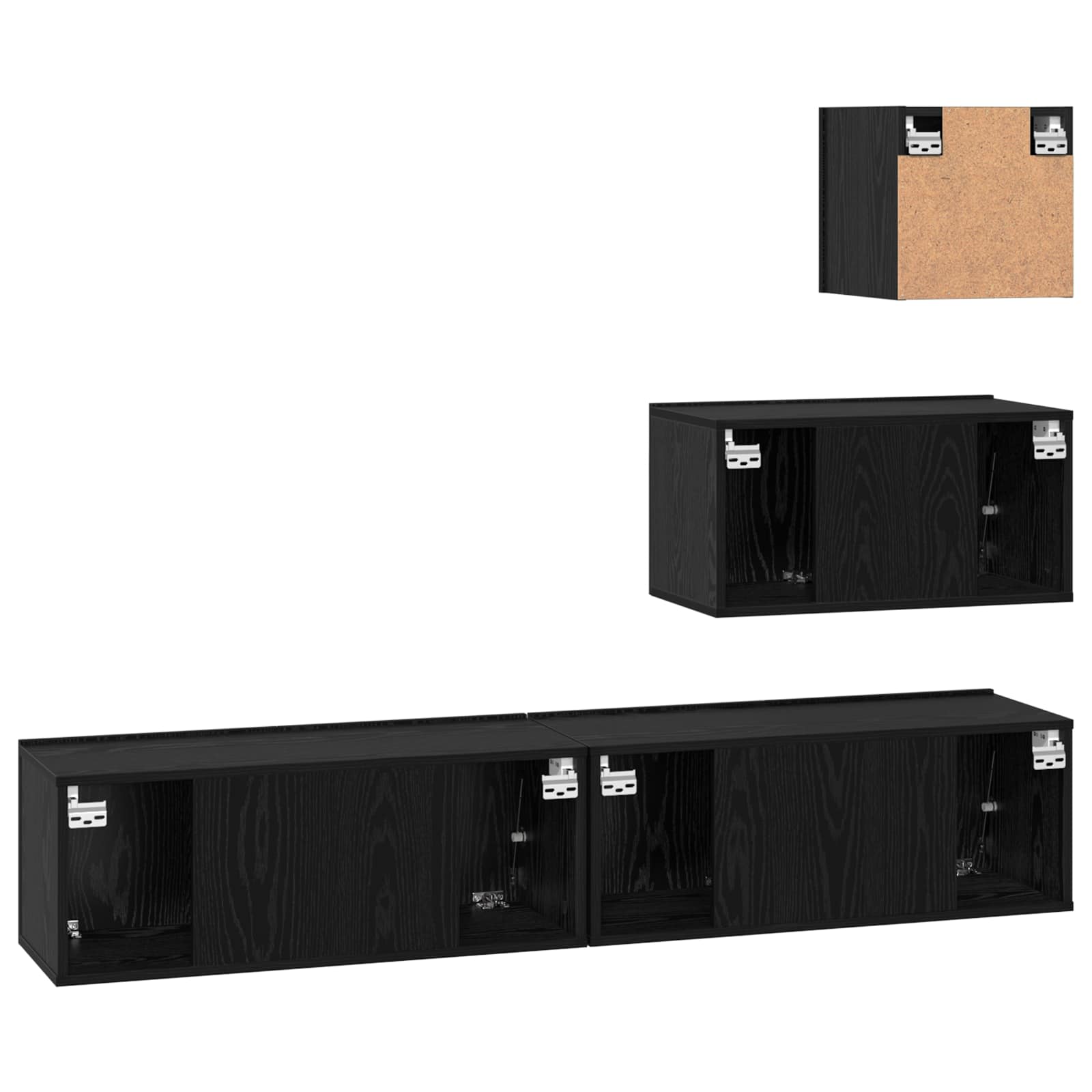 vidaXL Zestaw szafek RTV 3 pcs Czarny Dąb Materiał drewnopochodny