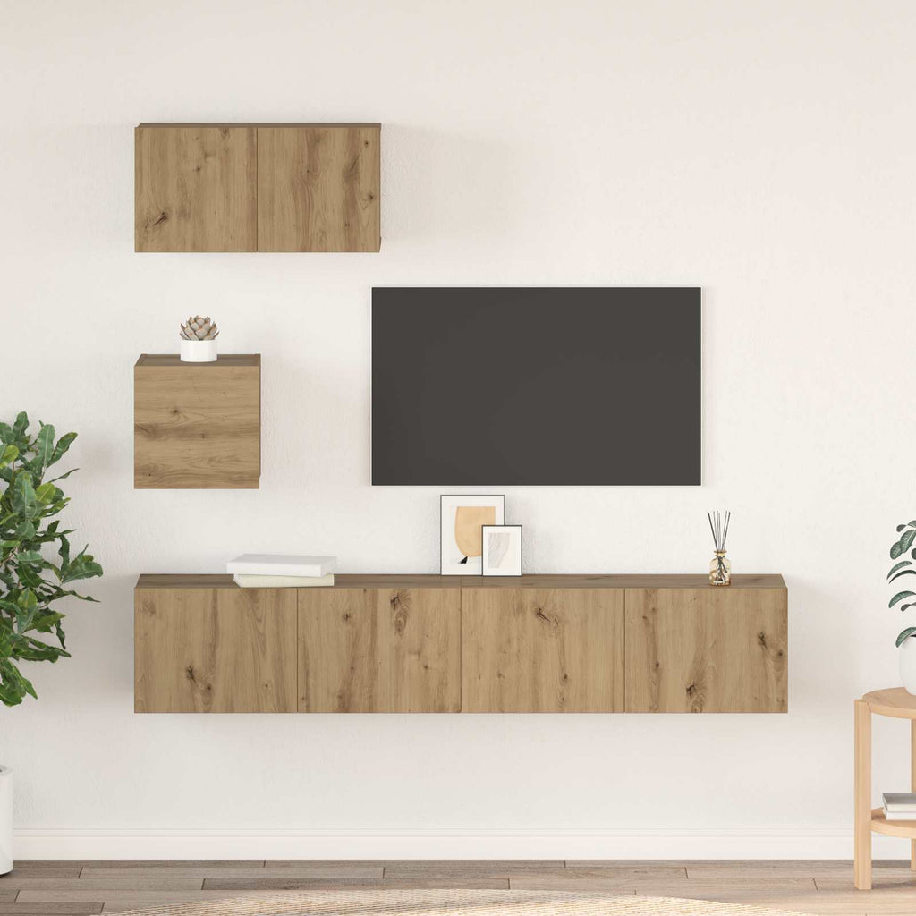 vidaXL Zestaw szafek RTV Montowane na ścianie 3 pcs Dąb rzemieślniczy