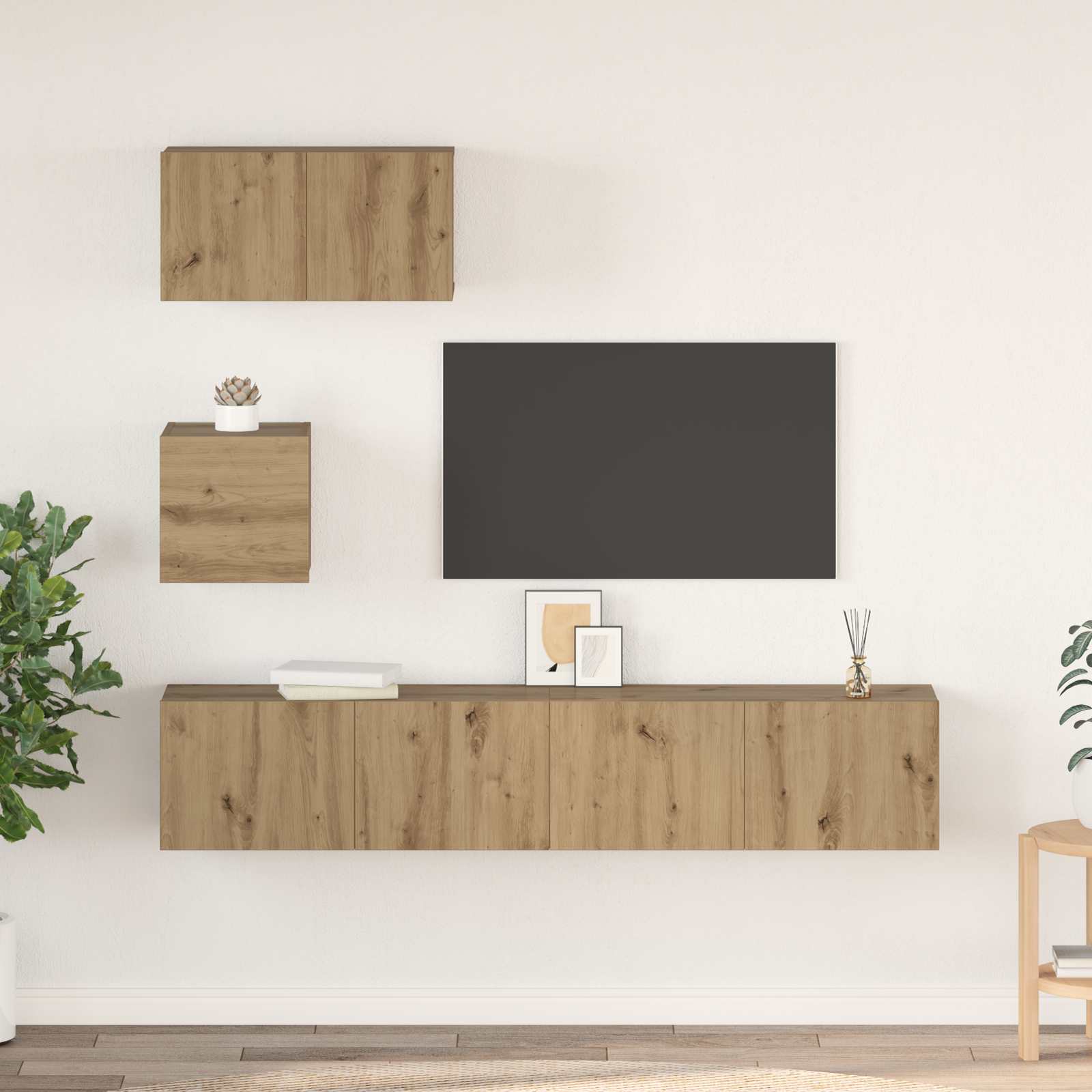 vidaXL Zestaw szafek RTV Montowane na ścianie 3 pcs Dąb rzemieślniczy