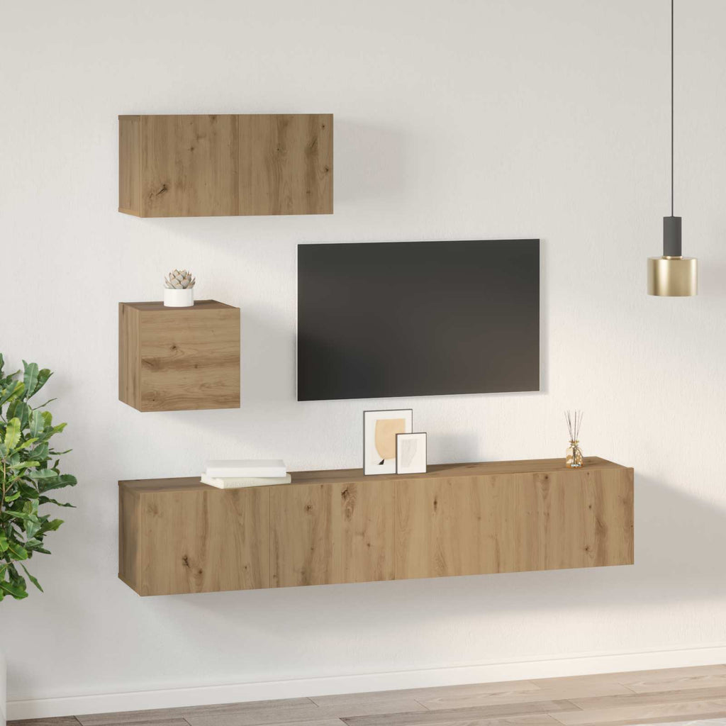 vidaXL Zestaw szafek RTV Montowane na ścianie 3 pcs Dąb rzemieślniczy