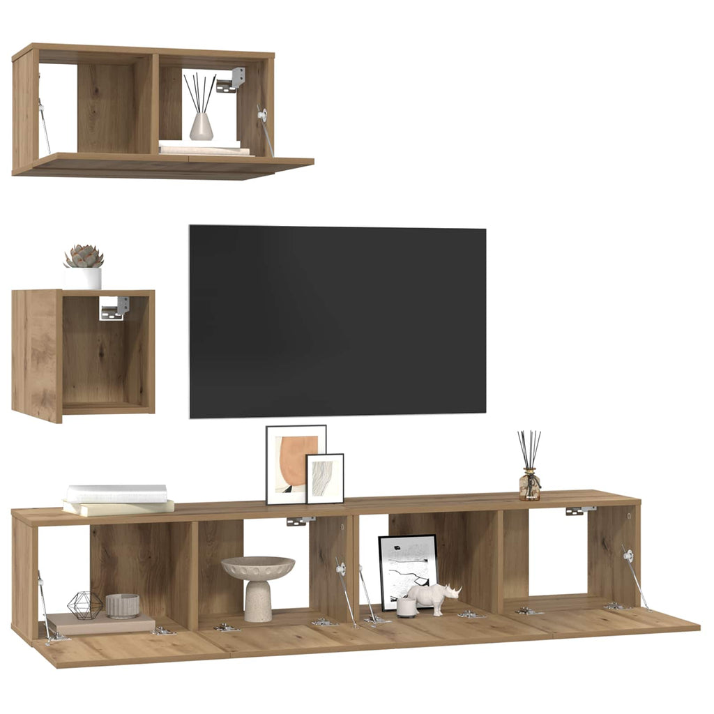 vidaXL Zestaw szafek RTV Montowane na ścianie 3 pcs Dąb rzemieślniczy