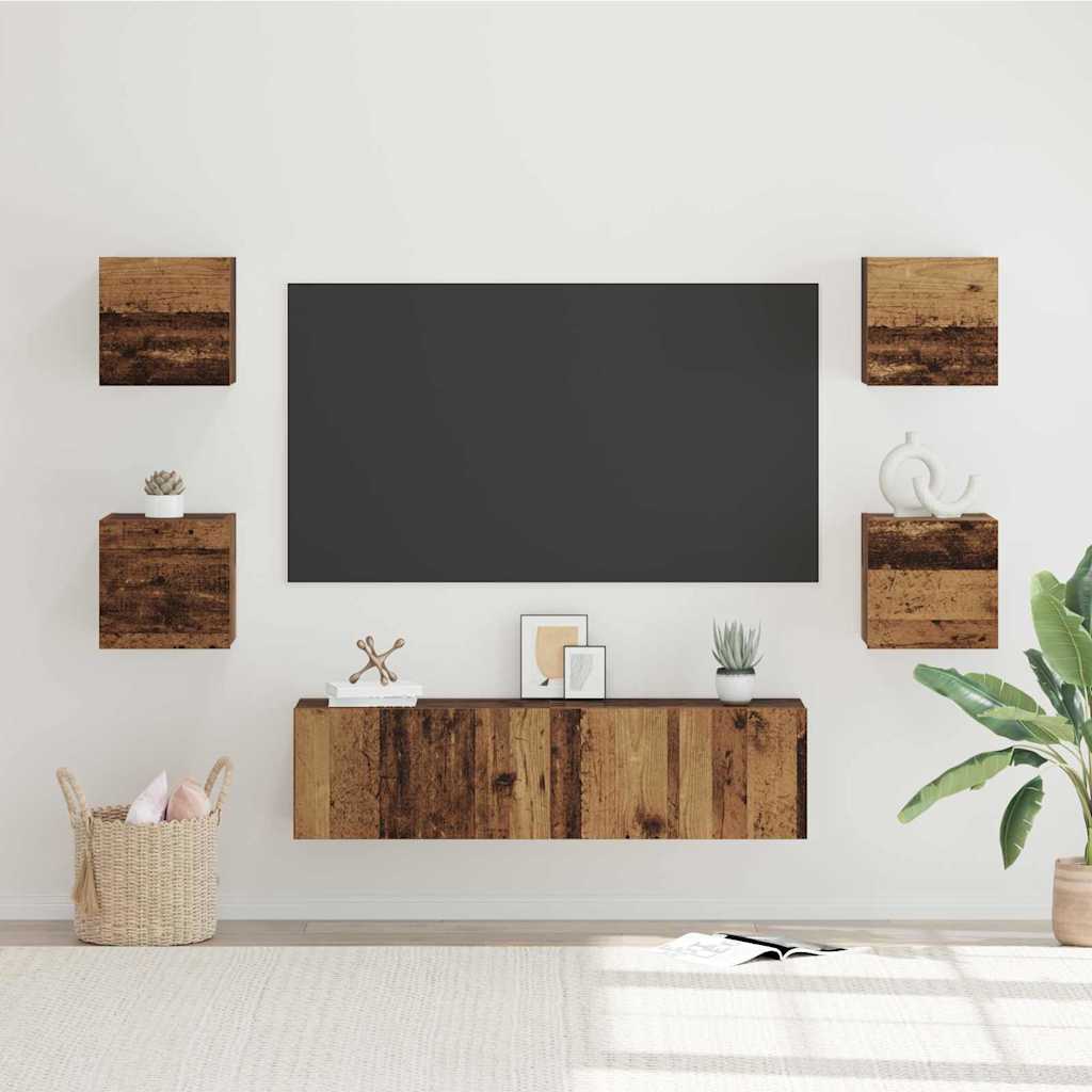 vidaXL Zestaw szafek RTV 6 pcs Stare drewno Materiał drewnopochodny