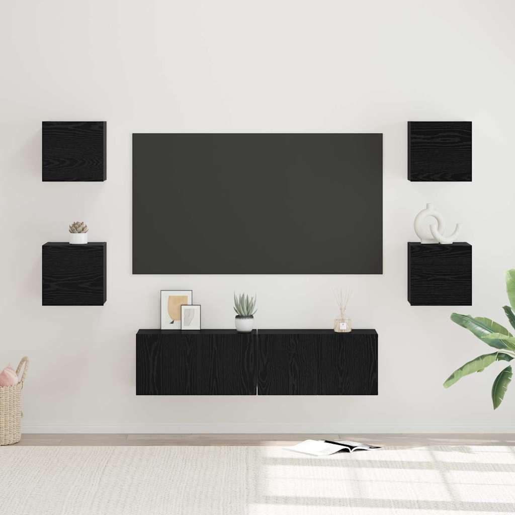 vidaXL Zestaw szafek RTV 6 pcs Czarny Dąb Materiał drewnopochodny